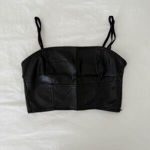 Faux leather cropped corset tank